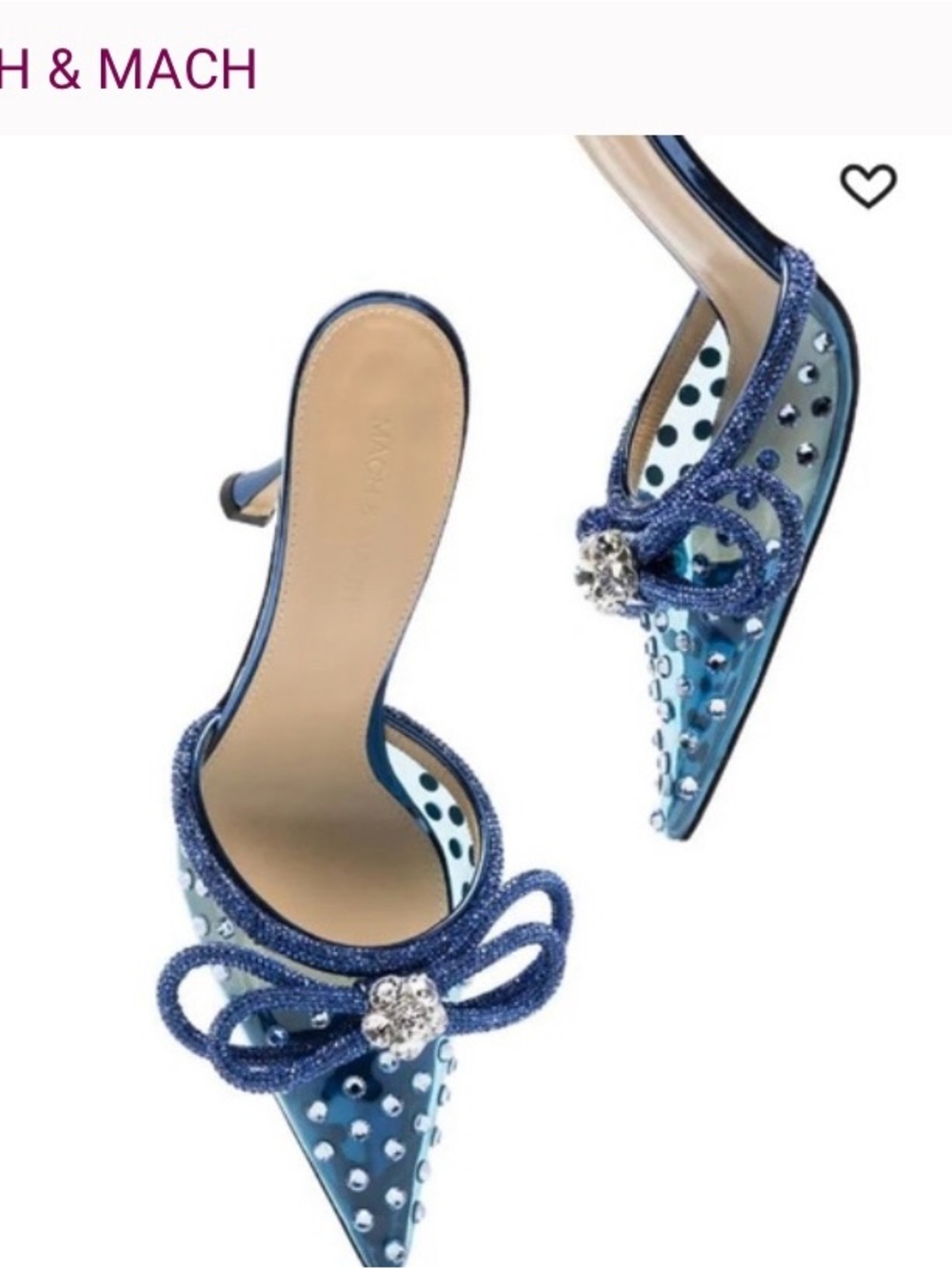 MACH & MACH Blue Crystal Strap Stiletto Heels